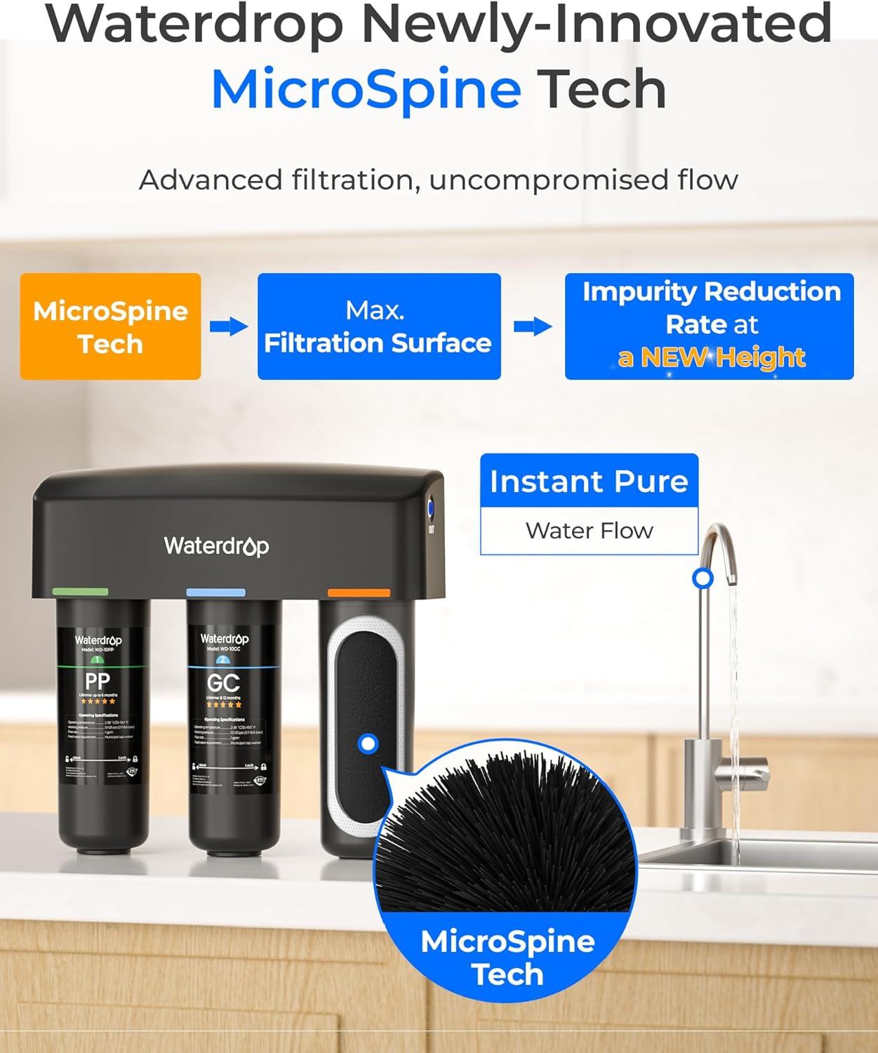 imageWaterdrop 10CTPF Filter Replacement Replacement for Waterdrop TSBPF Under Sink Water Filter Under Sink Water Filtration System 1 Pack