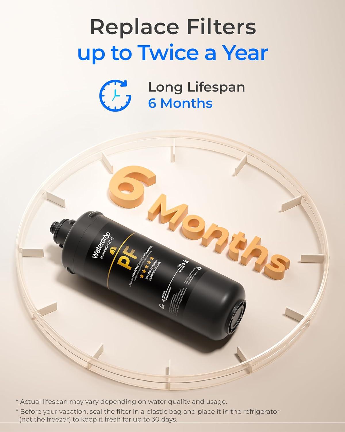 imageWaterdrop 10CTPF Filter Replacement Replacement for Waterdrop TSBPF Under Sink Water Filter Under Sink Water Filtration System 1 Pack