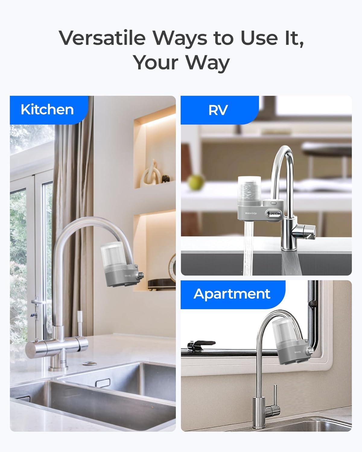 imageWaterdrop WDFF07 Replacement Filter Faucet Water Filter Replacement for WDFC07 Reduces Chlorine Taste and Odor Last Up to 9 Months Pack of 3