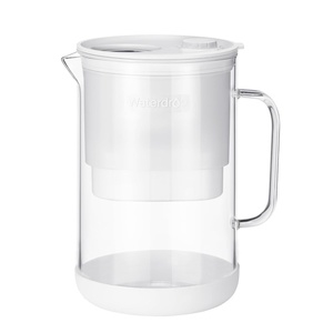 image:imageWaterdrop PT09BL 10Cup Large Glass Water Filter Pitcher EcoFriendly NSFANSI 53 42 amp 372 Certified Filter Reduces PFOAPFOS Chlorine Cadmium Copper amp Mercury BPAFree Easy to Clean BlackWhite
